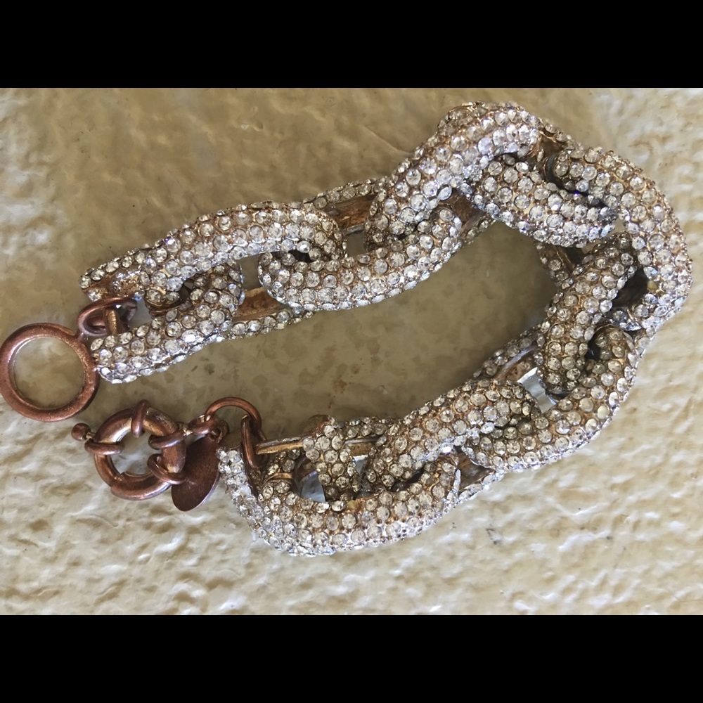 Rose Gold crystal pavé bracelet chunky link chain